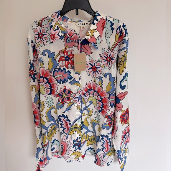 NWT Boden Sienna Silk Button Up Shirt in Botanical Bunch size 12 US / 16 UK - Picture 4 of 4